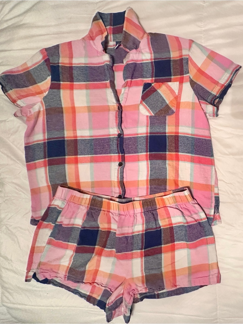 Old Navy Plaid Short-Sleeve Pajama Set - L